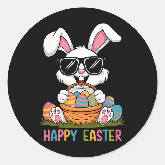 Easter Boys Girls Kids Toddler Bunny Rabbit Easter Classic Round Sticker (Front)