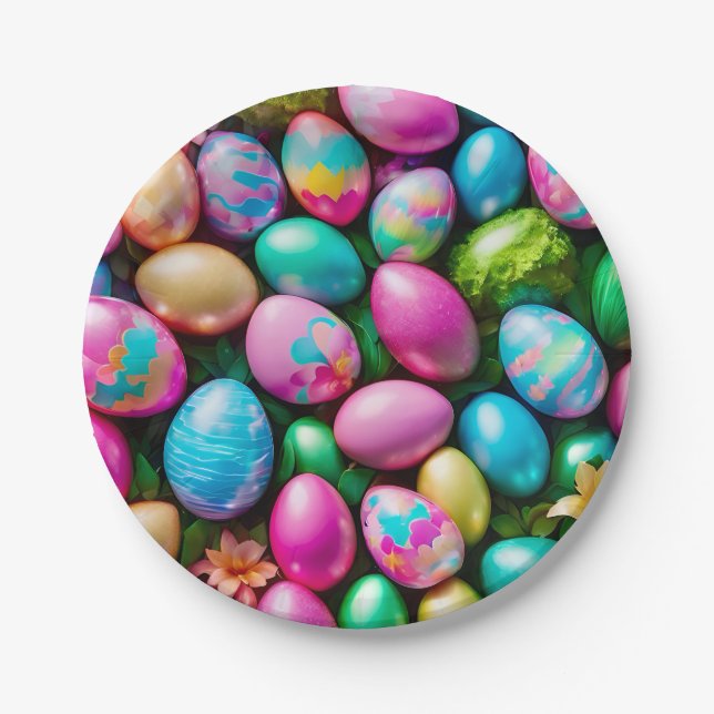 EASTER ~ Bright Easter egg pattern ~ Paper Plate (Front)