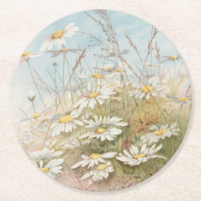 "Easter Brings the Budding Spring"  Round Paper Coaster (Front)