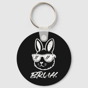 Easter Bruh Bunny Sungles Funny Meme Men Boys Kids Key Ring