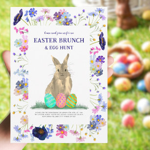 Easter Brunch and Bunny Egg Hunt Floral Invitation
