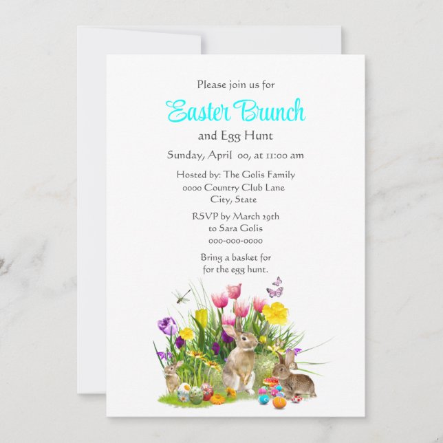 Easter Brunch and Egg Hunt Holiday  Invitation (Front)