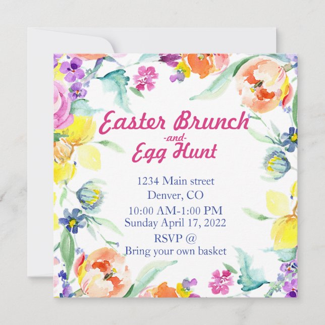 Easter brunch and egg hunt invitation (Front)