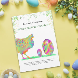 Easter brunch and egg hunt party watercolor flyer