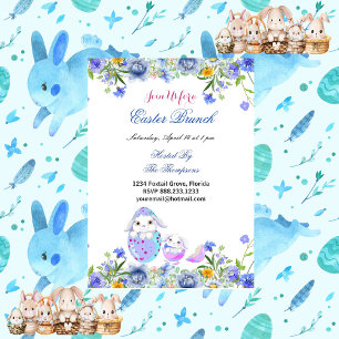 Easter Brunch Decorative Egg Birds Bunny Floral  Invitation