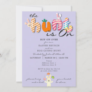 Easter Brunch Egg Hunt Bunny Colourful Lavender Invitation