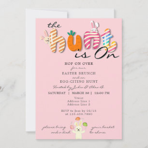 Easter Brunch Egg Hunt Bunny Colourful Pastel Pink Invitation