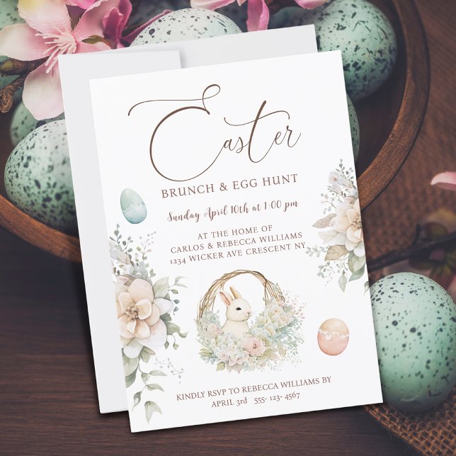 Easter Brunch Egg Hunt Bunny Floral Invitation (Creator Uploaded)