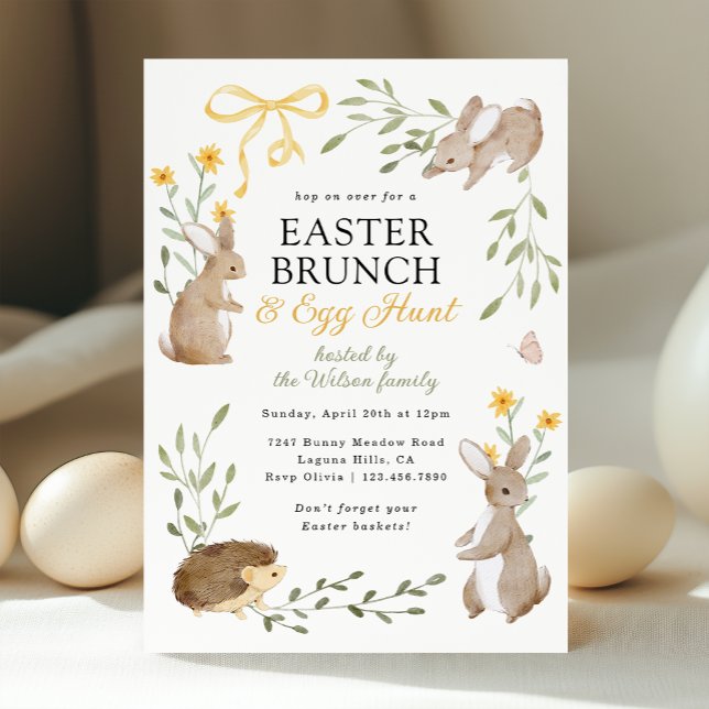 Easter Brunch & Egg Hunt Bunny Spring Florals Invitation (Creator Uploaded)