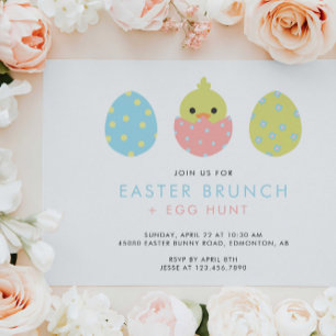Easter Brunch Egg Hunt Cute Pastel Colourful Invitation
