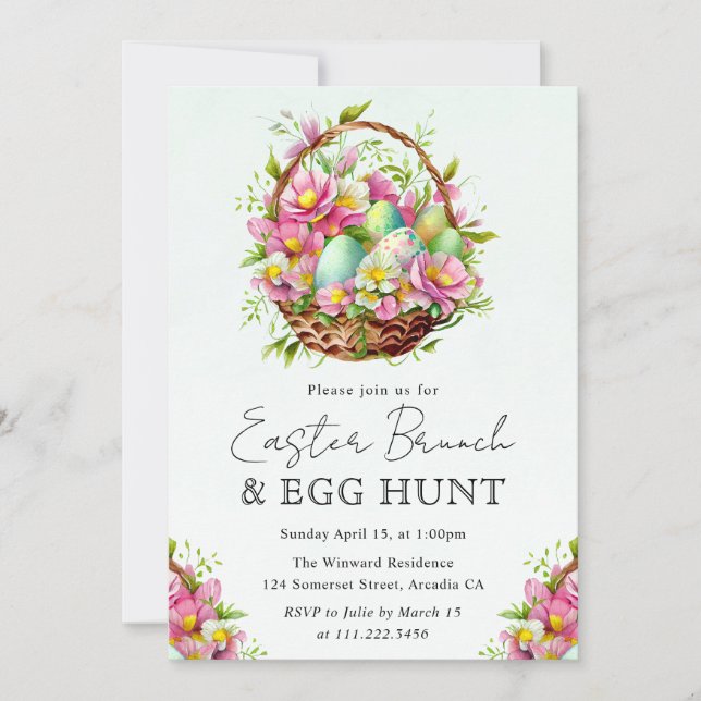Easter Brunch Egg Hunt Design with Basket Invitation (Front)