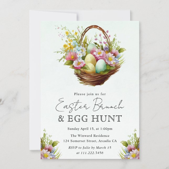 Easter Brunch Egg Hunt Design with Basket Invitation (Front)