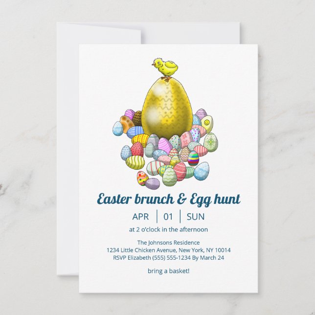Easter brunch & Egg Hunt Easter Invitation (Front)