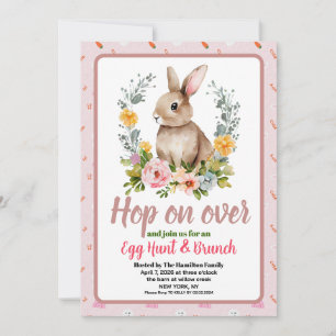 Easter Brunch & Egg Hunt Floral Watercolor Bunny Invitation