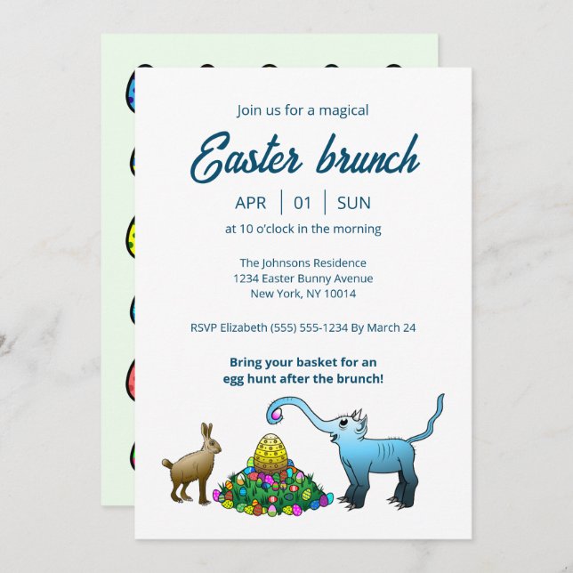 Easter brunch & Egg Hunt Invitation (Front/Back)