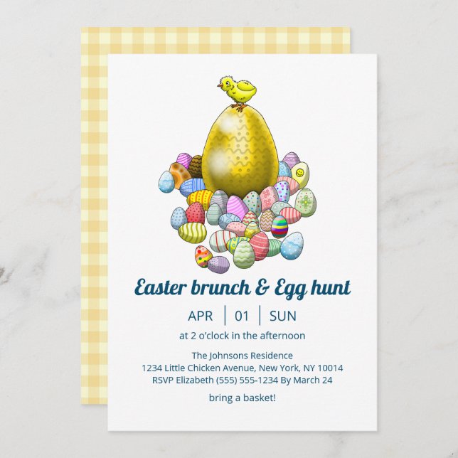 Easter brunch & Egg Hunt Invitation (Front/Back)