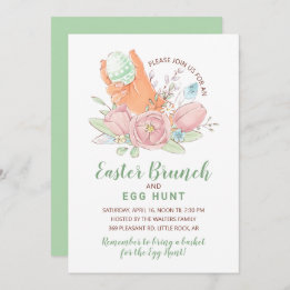 Easter Brunch Egg Hunt Painted Eggs & Flowers Invitation