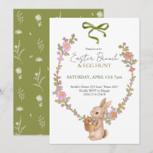 Easter Brunch & Egg Hunt Party Bunny Invitation 