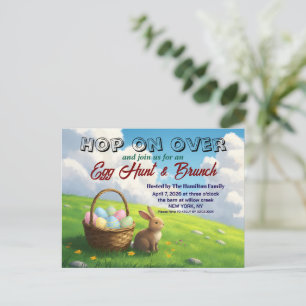 Easter Brunch & Egg Hunt Spring Meadow Bunny Invitation Postcard
