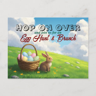 Easter Brunch & Egg Hunt Spring Meadow Bunny Invitation Postcard