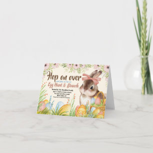 Easter Brunch & Egg Hunt Watercolor Bunny with Bow Invitation