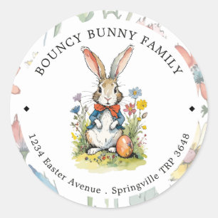 Easter Brunch & Egg Hunt Wildflower Bunny Classic Round Sticker