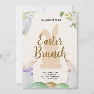 Easter Brunch & Egg Hunt   Wildflower Bunny Invitation