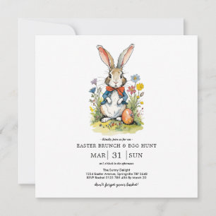 Easter Brunch & Egg Hunt   Wildflower Bunny Invitation