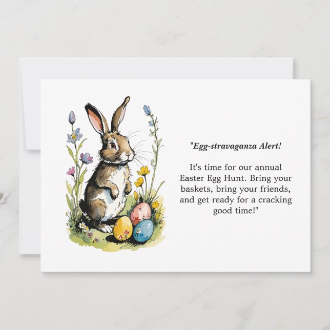Easter Brunch & Egg Hunt | Wildflower Bunny Invitation (Front)