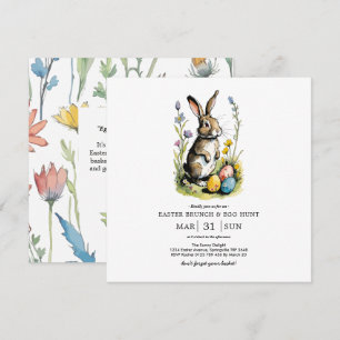 Easter Brunch & Egg Hunt Wildflower Bunny Invitation