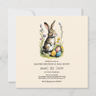 Easter Brunch & Egg Hunt Wildflower Bunny Invitation