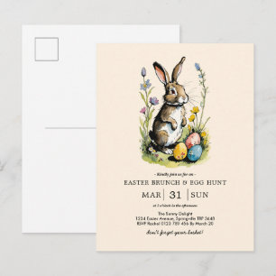 Easter Brunch & Egg Hunt   Wildflower Bunny Invitation Postcard