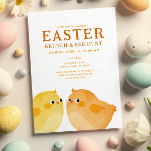 Easter Brunch & Egg Hunt with two little chickens Invitation