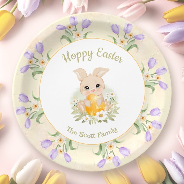 Easter Brunch Egg Hunt Yellow Bunny Tulips Paper Plate (Easter Brunch Egg Hunt Yellow Bunny Tulips Paper Plates)