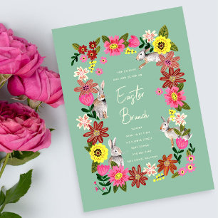 Easter brunch floral bunny invitation