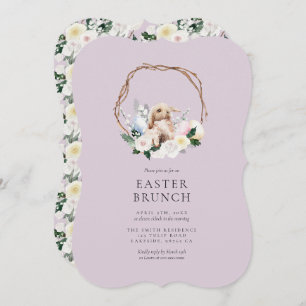 Easter Brunch Floral Bunny Wreath Invitation