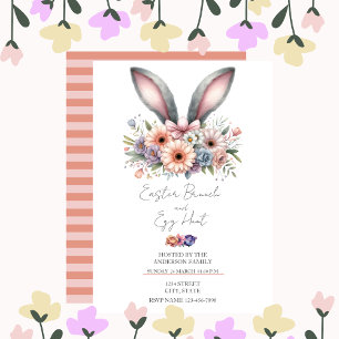 Easter Brunch Floral Modern Bunny Ears Invitation