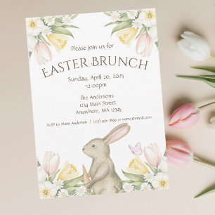 Easter Brunch Invitation Pastel Tulips Daffodils