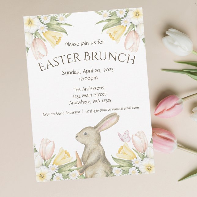 Easter Brunch Invitation Pastel Tulips Daffodils (Creator Uploaded)