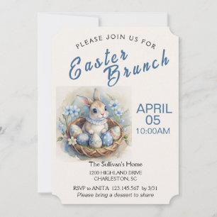 Easter Brunch Invitation with Easter Rabbit.