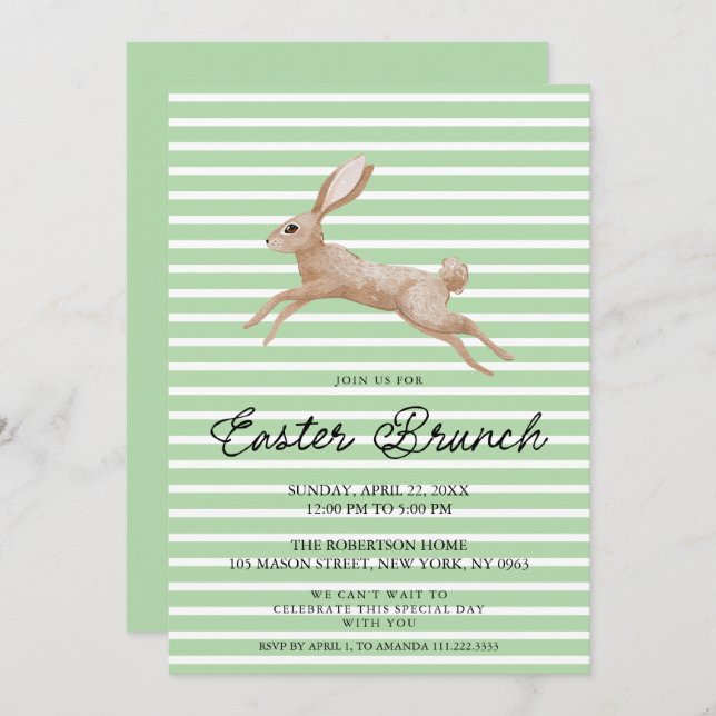 Easter Brunch Invitation with Vintage Rabbit (Front/Back)