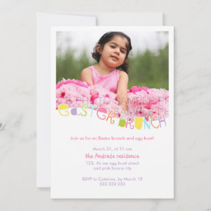 Easter Brunch Kids Photo Easter Party Colourful Invitation