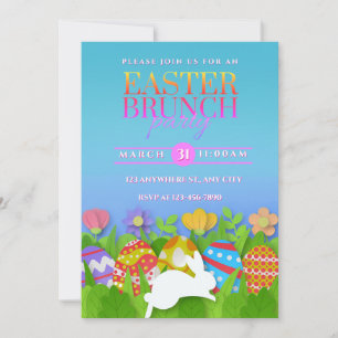 Easter Brunch Party – Colorful Bunny & Eggs Announcement