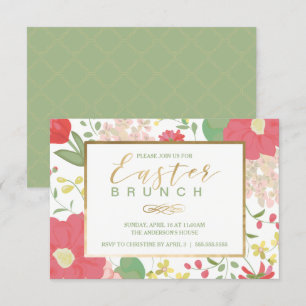 Easter Brunch, Spring Gold Floral Invitation