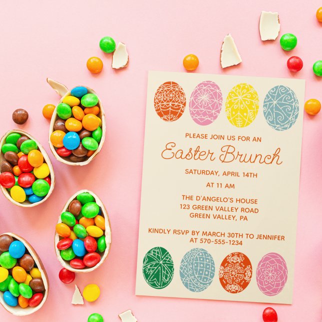 Easter Brunch Ukrainian Pysanky Eggs Party Invitation (Creator Uploaded)