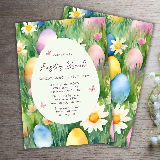 Easter Brunch Watercolor Eggs Invitation (Creator Uploaded)