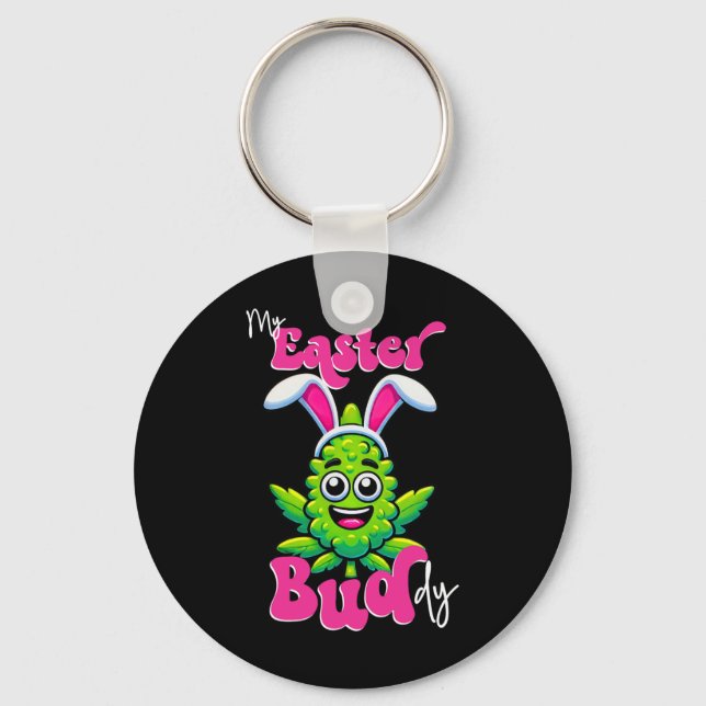 Easter Bud Funny Weed Smoking Flower Day  Key Ring (Front)