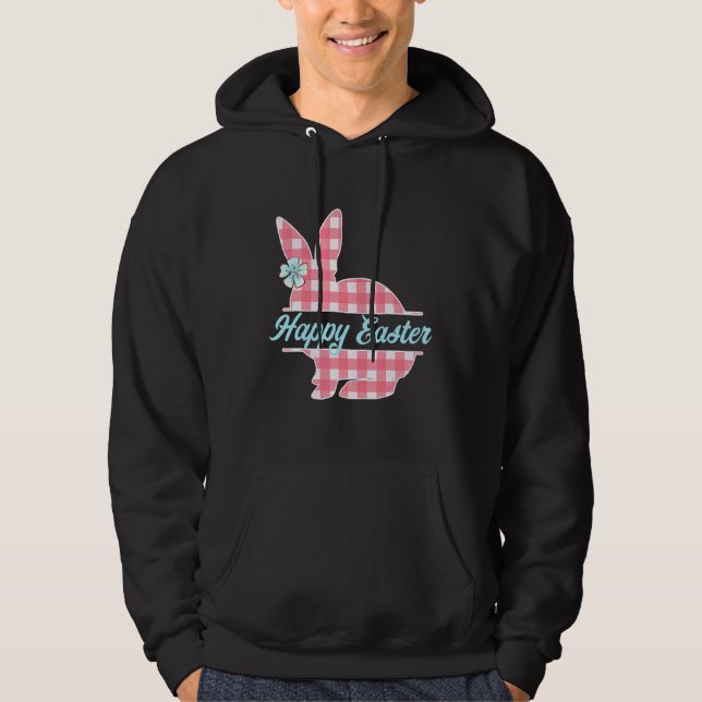 Easter Buffalo Check Plaid Gingham Happy Easter Bu Hoodie (Front)