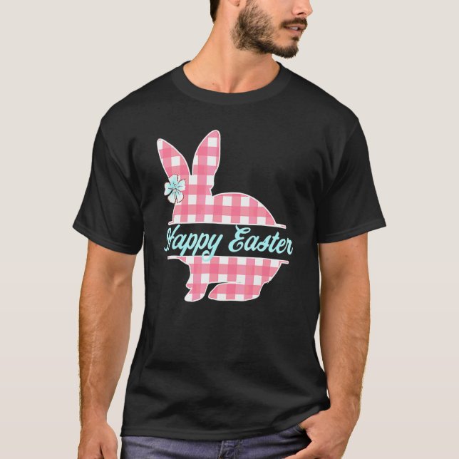 Easter Buffalo Check Plaid Gingham Happy Easter Bu T-Shirt (Front)