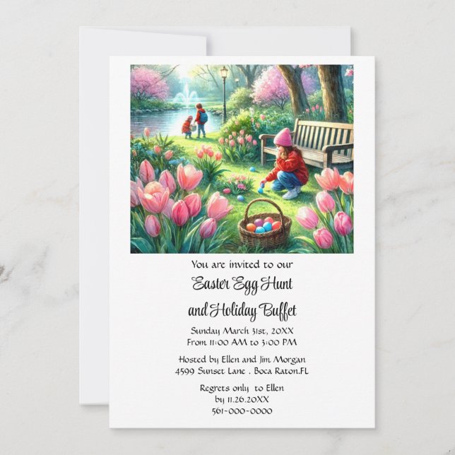 Easter Buffet and Egg Hunt Holiday  Invitation (Front)